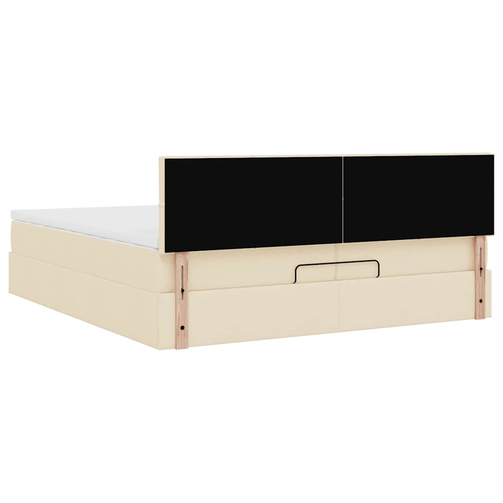 Ottoman-Bett mit Matratzen & LEDs Creme 200x200 cm Stoff