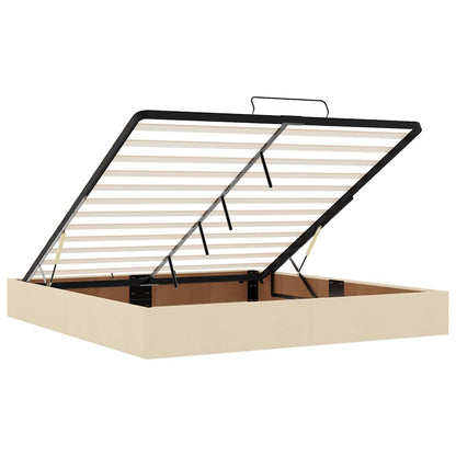 Ottoman-Bett mit Matratzen & LEDs Creme 200x200 cm Stoff