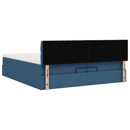 Ottoman-Bett mit Matratzen & LEDs Blau 200x200 cm Stoff