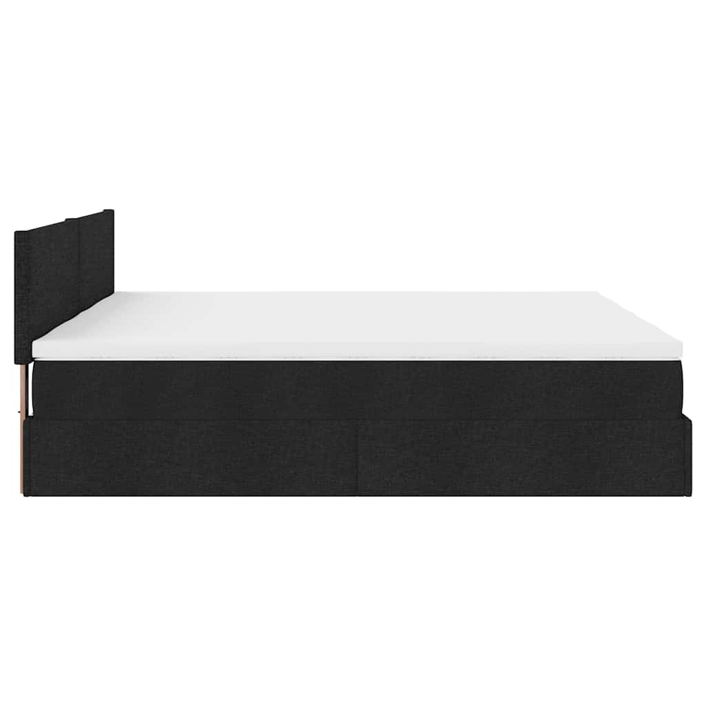 Ottoman-Bett mit Matratzen & LEDs Schwarz 200x200 cm Stoff