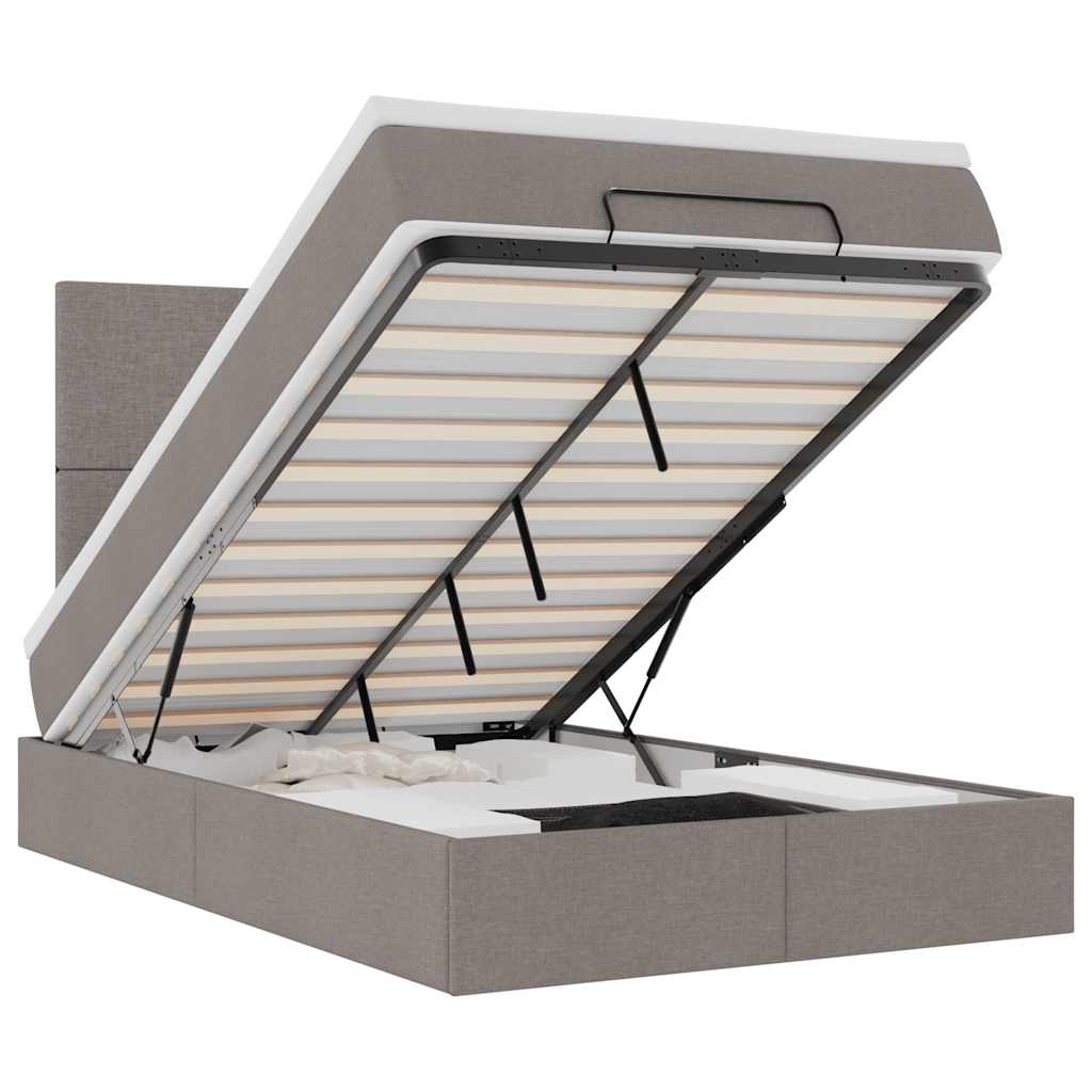 Ottoman-Bett mit Matratze Taupe 120x200 cm Stoff