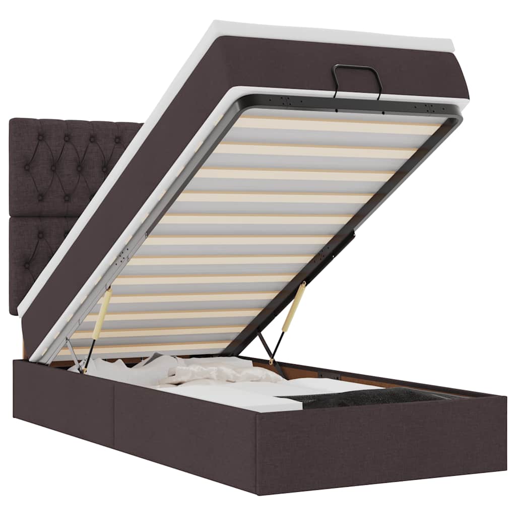 Ottoman-Bett mit Matratze Dunkelbraun 80x200 cm Stoff