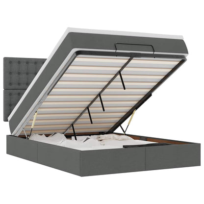 Ottoman-Bett mit Matratze Dunkelgrau 140x200 cm Stoff