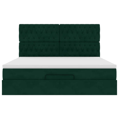 Ottoman-Bett mit Matratzen Dunkelgrün 200x200 cm Samt