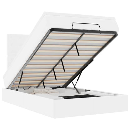 Ottoman-Bett mit Matratze & LEDs Weiß 120x200 cm Kunstleder