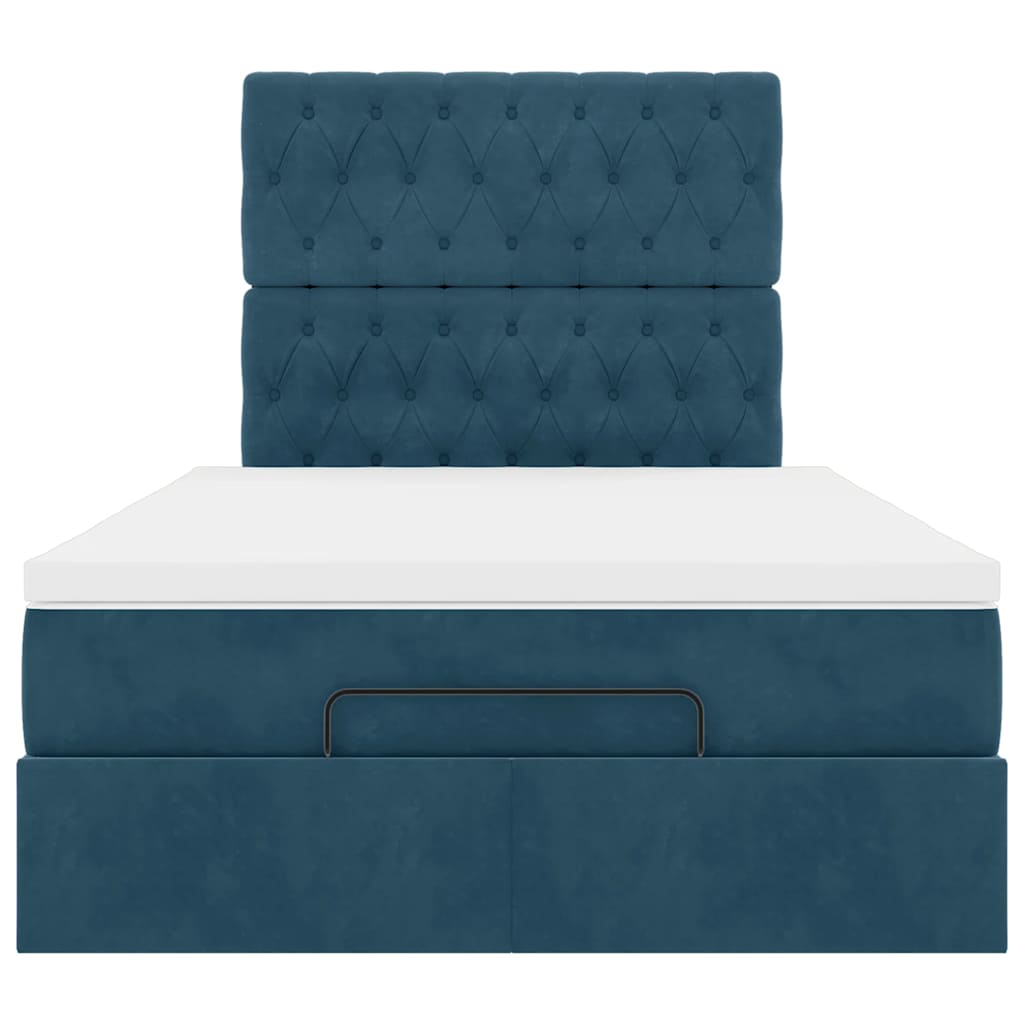 Ottoman-Bett mit Matratzen & LEDs Dunkelblau 120x200 cm Samt