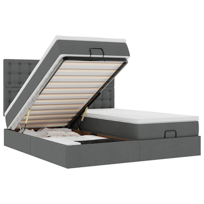 Ottoman-Bett mit Matratzen & LEDs Dunkelgrau 160x200 cm Stoff