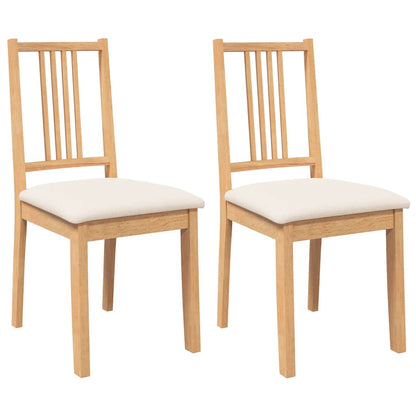 Esszimmerstühle mit Kissen 2 Stk. Natur Massivholz Gummibaum