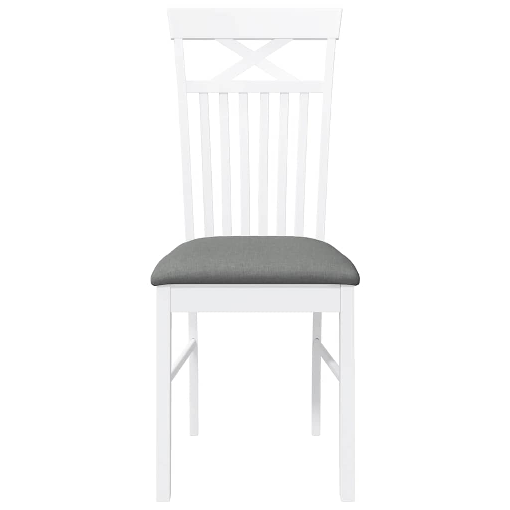 Esszimmerstühle mit Kissen 2 Stk. Weiß Massivholz Gummibaum