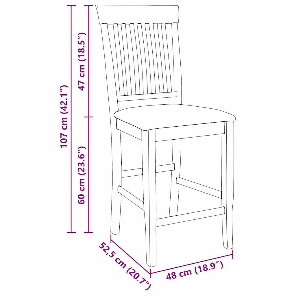 Barhocker 2 Stk. Weiß Massivholz Gummibaum
