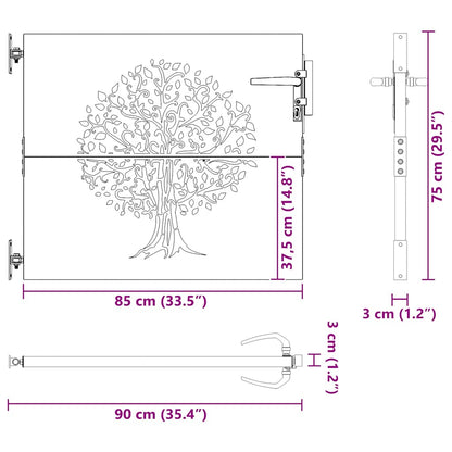 Gartentor 100x200 cm Verwitterungsstahl Trace-Design