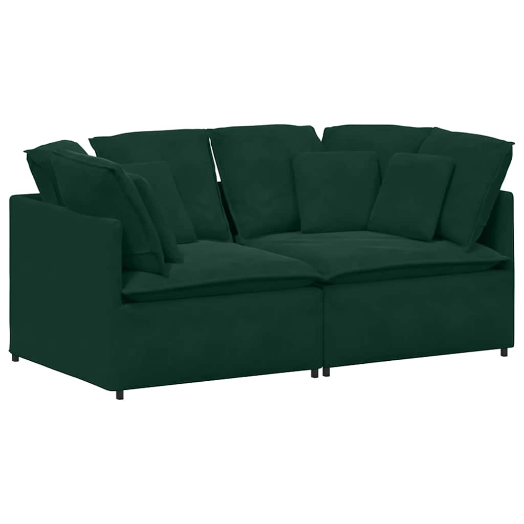 Modulares Sofa mit Kissen Samt Dunkelgrün