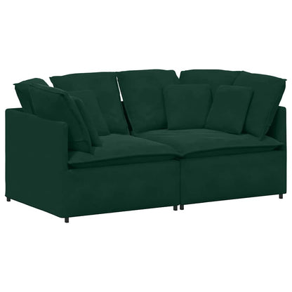 Modulares Sofa mit Kissen Samt Dunkelgrün