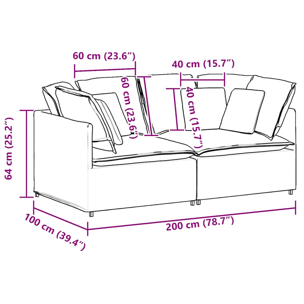 Modulares Sofa mit Kissen Samt Dunkelgrün