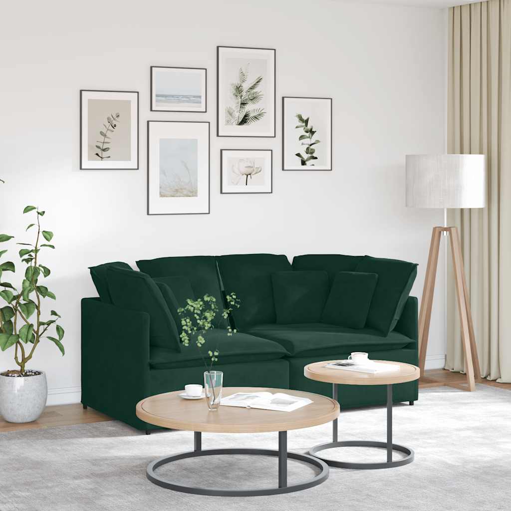 Modulares Sofa mit Kissen Samt Dunkelgrün
