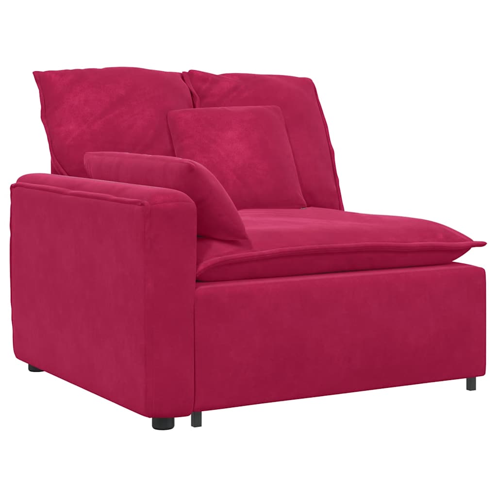 Modulares Sofa Endmodul mit Armlehne Kissen Weinrot 100 cm