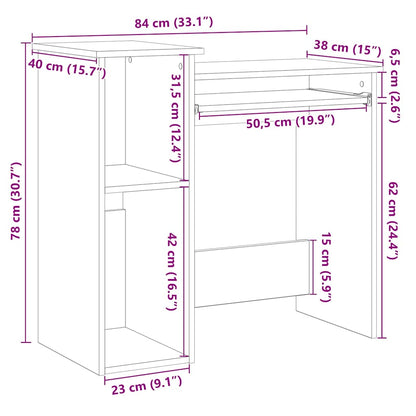 Schreibtisch mit Regal Altholz-Optik 84x40x78cm Holzwerkstoff