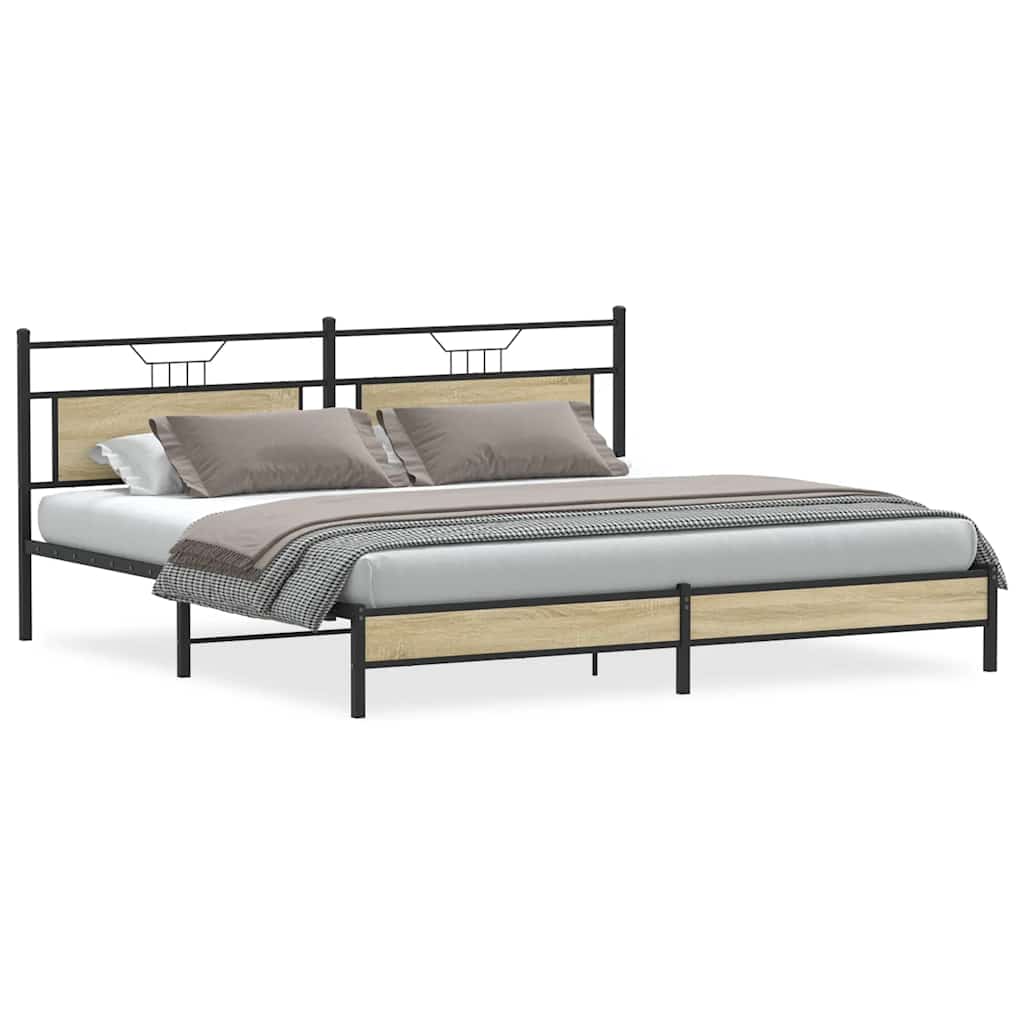Metallbett ohne Matratze Sonoma-Eiche 193x201 cm
