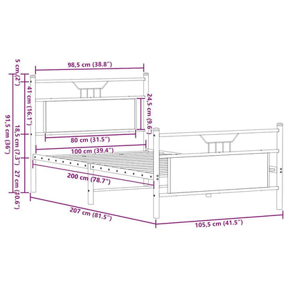 Bettgestell ohne Matratze Braun Eiche 100x200 cm Holzwerkstoff
