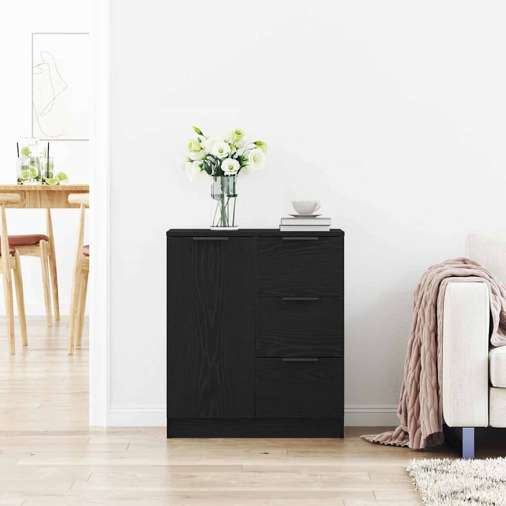 Sideboard Schwarz Eichen-Optik 60 x 30 x 70 cm Holzwerkstoff