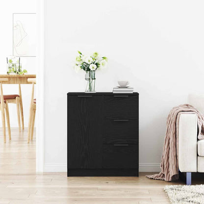 Sideboard Schwarz Eichen-Optik 60 x 30 x 70 cm Holzwerkstoff