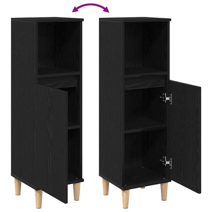 Badezimmerschrank mit Tür Schwarz Eichen-Optik 30 x 30 x 100 cm