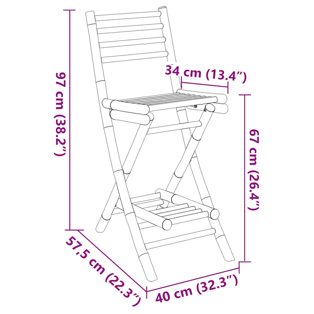 Outdoor-Barhocker mit Fußstützen 2 Stk. Klappbar Bambus