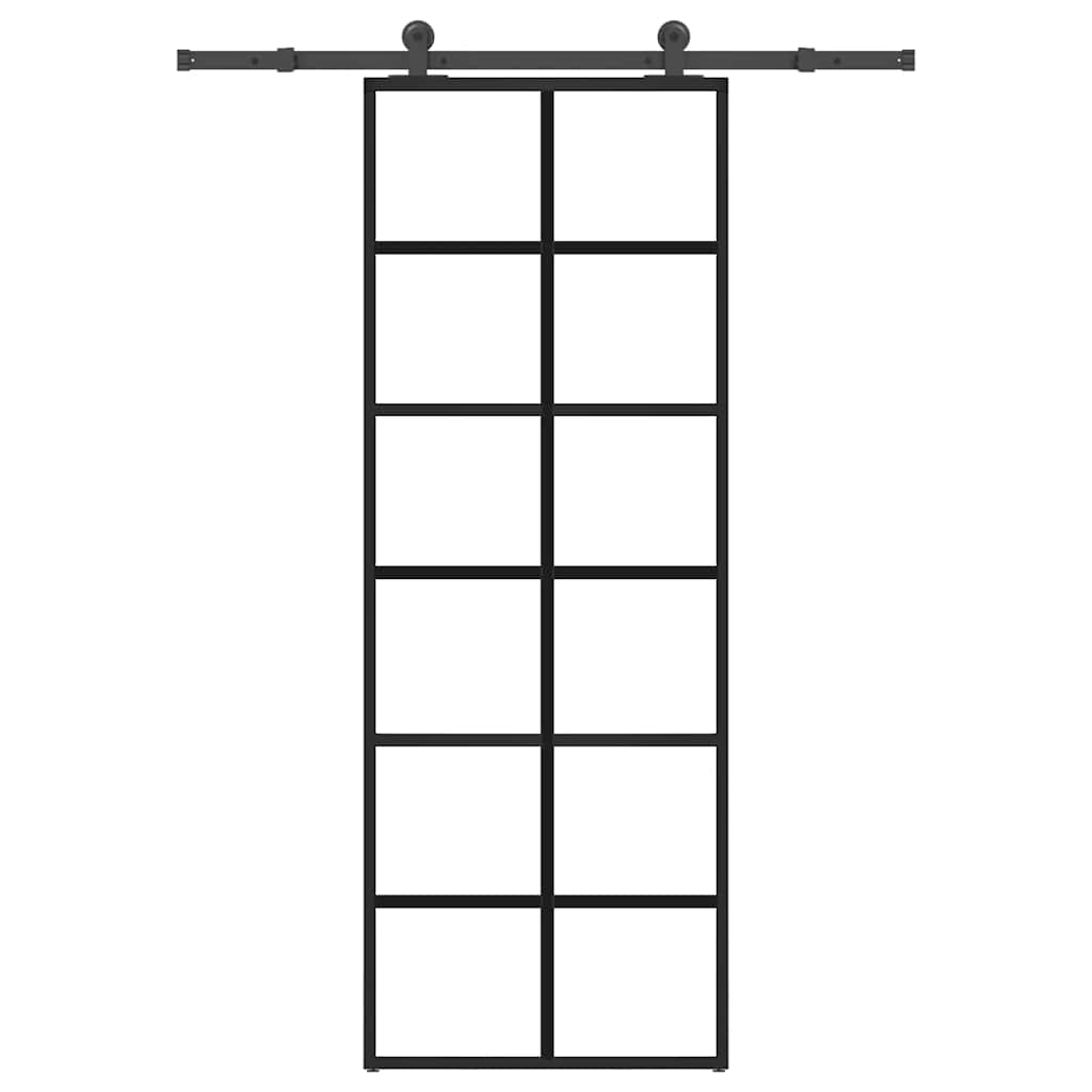 Schiebetür mit Beschlag 76x205 cm ESG-Glas & Aluminium