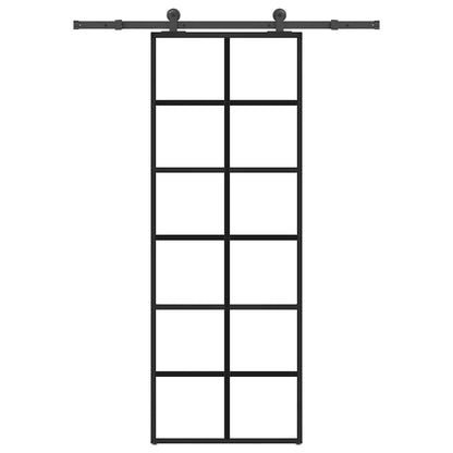 Schiebetür mit Beschlag 76x205 cm ESG-Glas & Aluminium