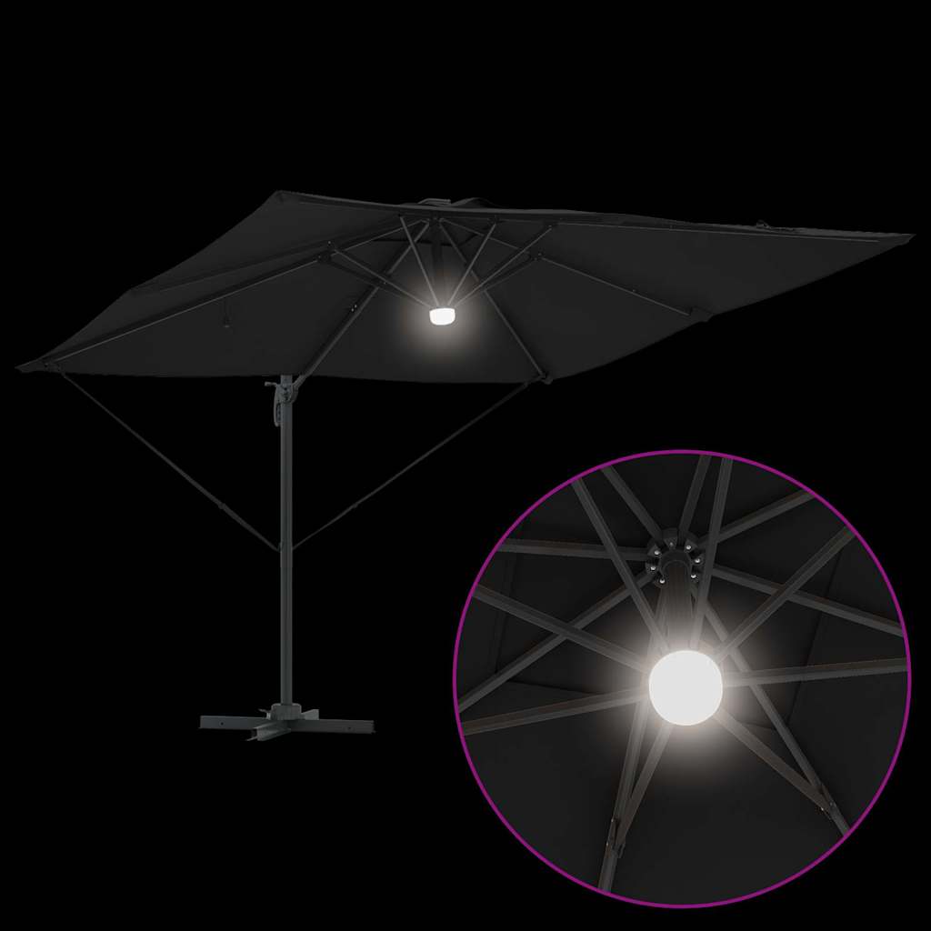 Roma Parasol Schwarz 286 x 284 x 270 cm Aluminium und Polyester