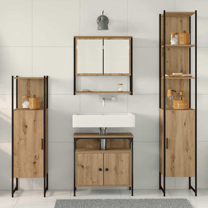 Badezimmermöbel Set mit Regal 4 pcs Artisan-Eiche Holzwerkstoff