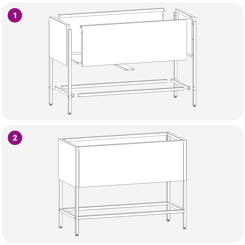 Hochbeet Gartenpflanzer Silber 60 x 26 x 45 cm Verzinkter Stahl
