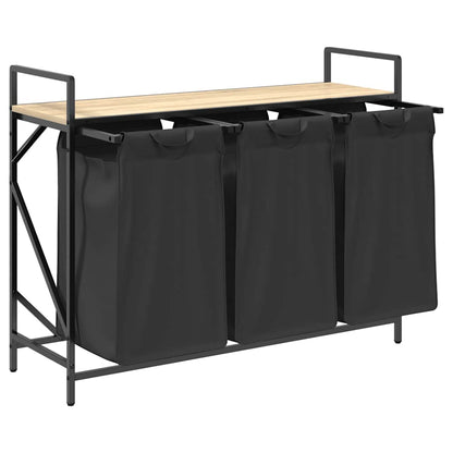 Wäschekorb 3 Fächer mit Ablage Sonoma-Eiche