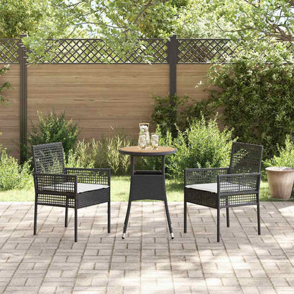 Garten Essgruppe 3 pcs Schwarz Poly-Rattan