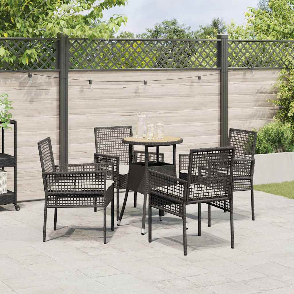 Garten Essgruppe 5 pcs Schwarz Poly-Rattan