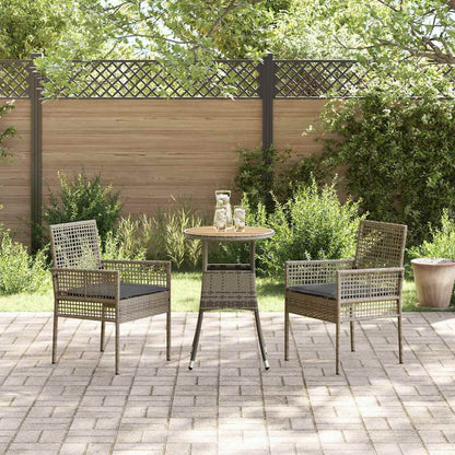 Garten Essgruppe 3 pcs Grau Poly-Rattan