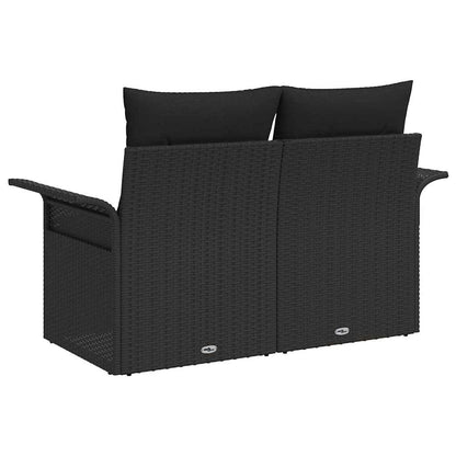 Gartensofa mit Kissen Schwarz 141 x 62 x 69cm Poly-Rattan