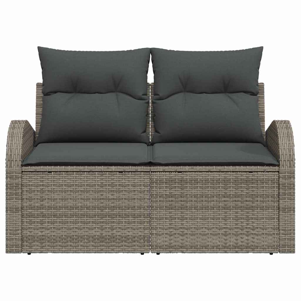 Gartensofa mit Kissen Grau 124 x 62 x 69cm Poly-Rattan