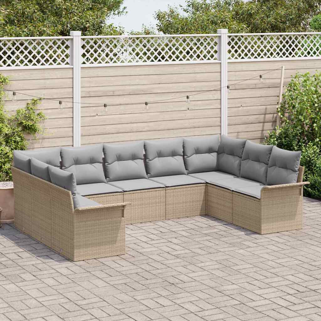 Gartensofa-set mit Kissen Beige Poly-Rattan