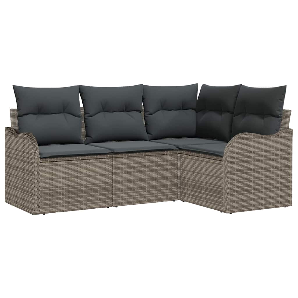 Gartensofa-set 4 pcs Grau Poly-Rattan