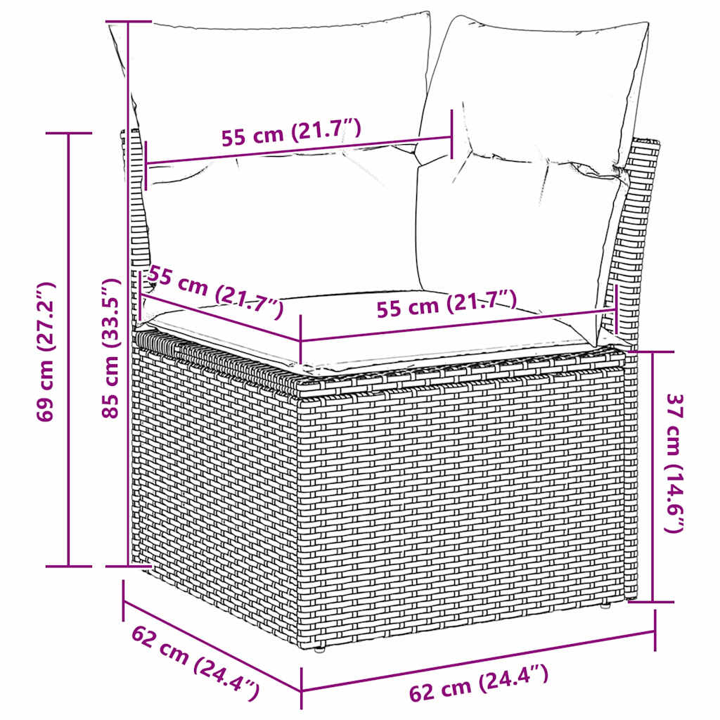 Gartensofa-set 4 pcs Grau Poly-Rattan