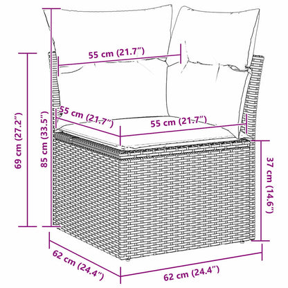 Gartensofa-set 4 pcs Grau Poly-Rattan