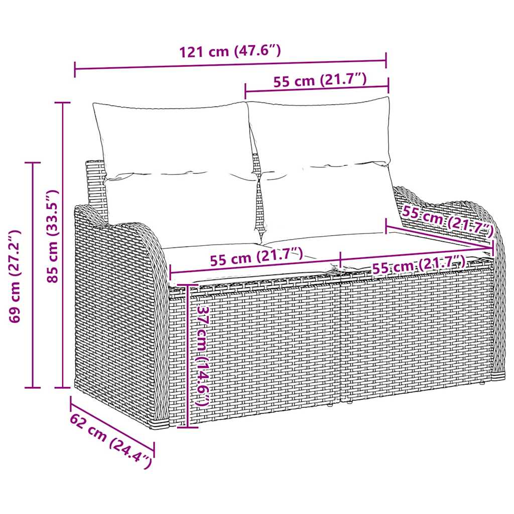 Gartensofa-set 4 pcs Grau Poly-Rattan