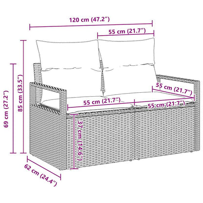 Sofa Set 5 pcs Braun und Creme Poly-Rattan