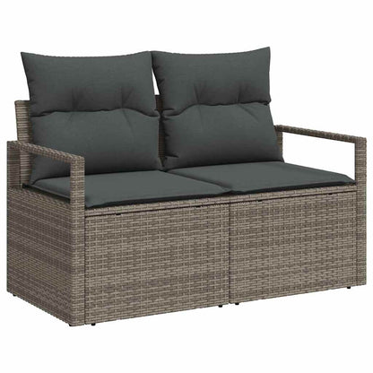 Sofa Set mit Kissen 8 pcs Grau Poly Rattan