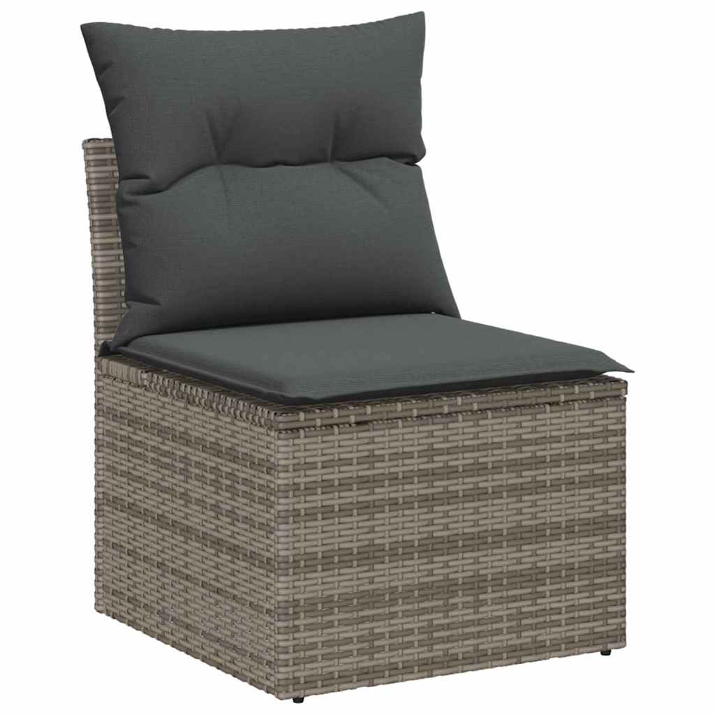 Sofa Set mit Kissen 4 pcs Grau Poly Rattan