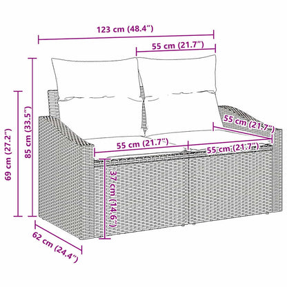 Sofa Set mit Kissen 4 pcs Grau Poly Rattan