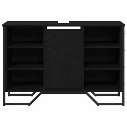 Waschbeckenschrank mit Tür Schwarz Eichen-Optik 91 x 35 x 60 cm