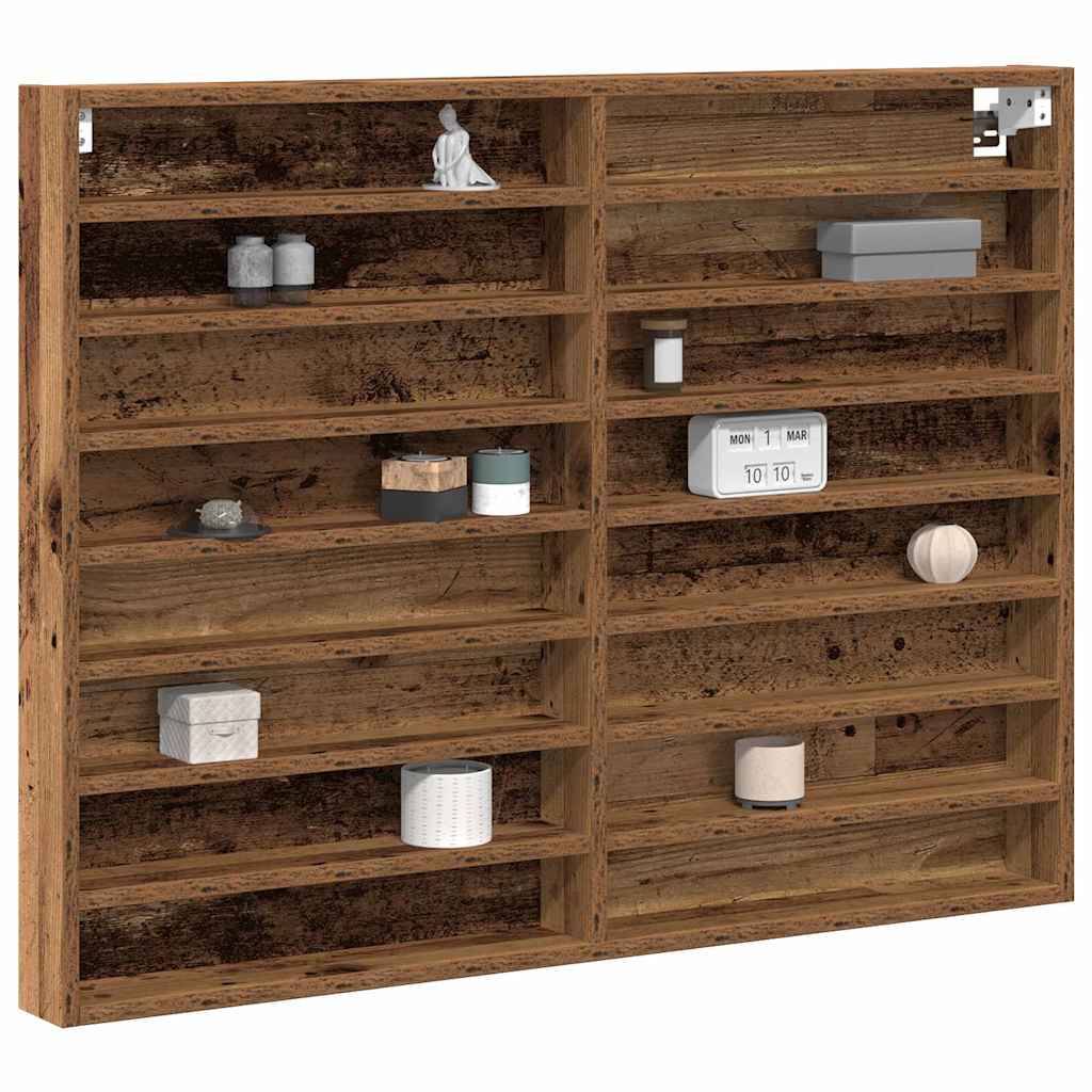 Vitrine mit Regal Altholz 100 x 8,5 x 75 cm Holzwerkstoff
