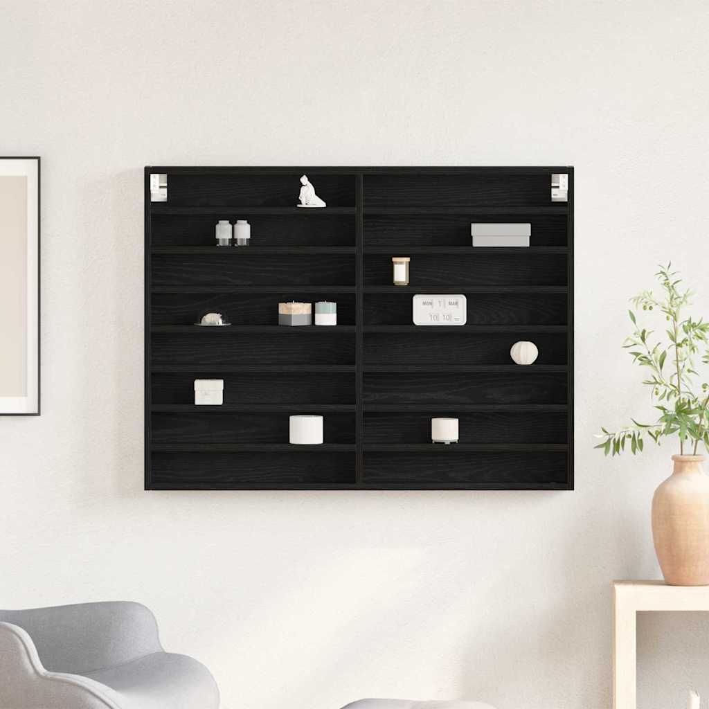 Vitrine Schwarz Eichen-Optik 100 x 8,5 x 75 cm Holzwerkstoff